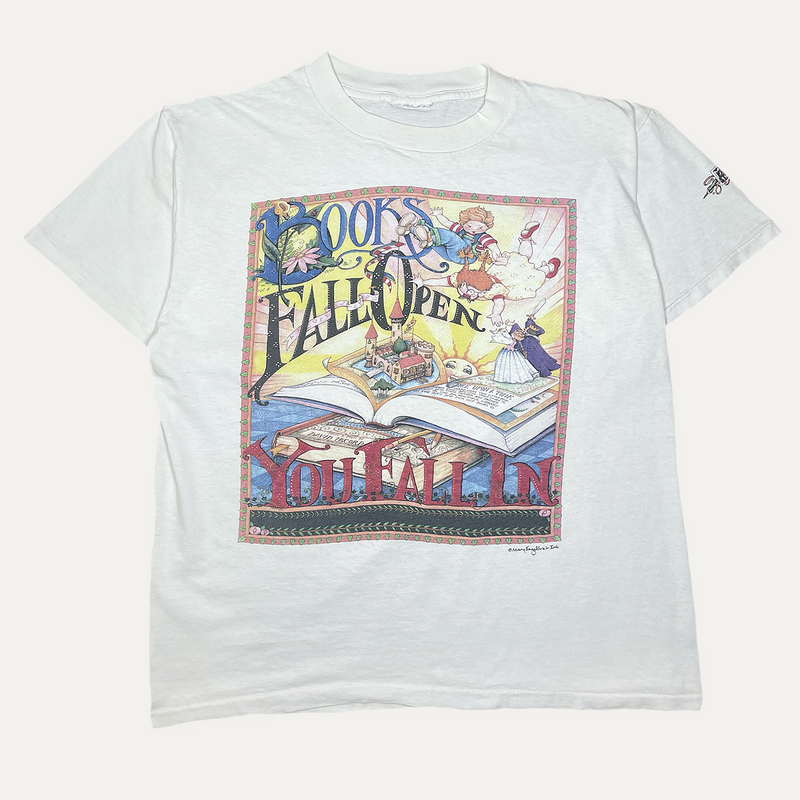 1995 ENGELBREIT 'BOOKS FALL OPEN YOU FALL IN' DAVID MCCORD VINTAGE T-SHIRT LARGE