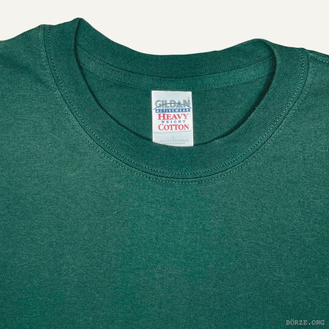 Late 1990s GILDAN HEAVYWEIGHT COTTON IVY GREEN VINTAGE PLAIN BLANK T-SHIRT LARGE