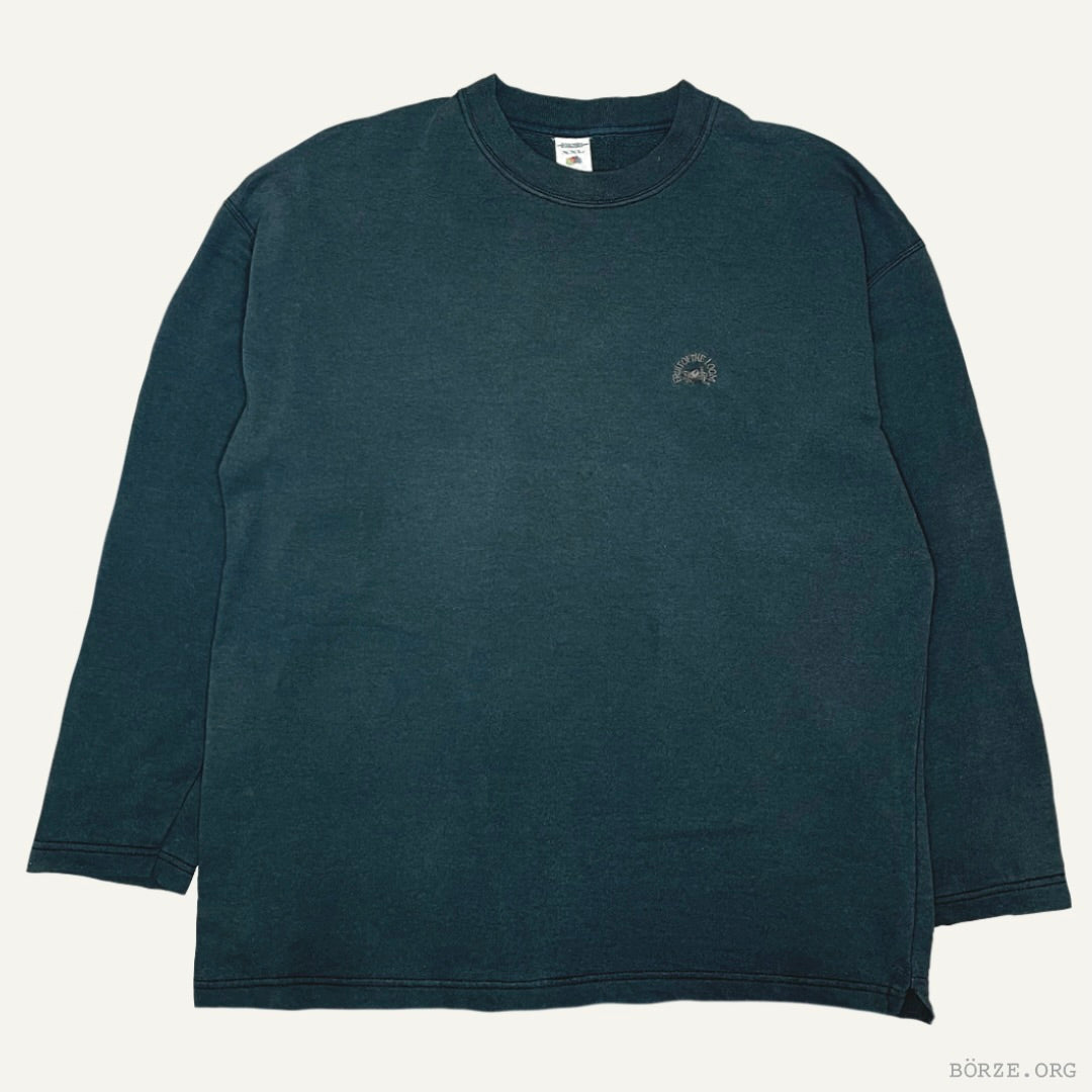 1990s FOTL PLAIN SUN FADED BLACK LOOPBACK JERSEY VINTAGE LONG SLEEVE SWEATSHIRT XL+