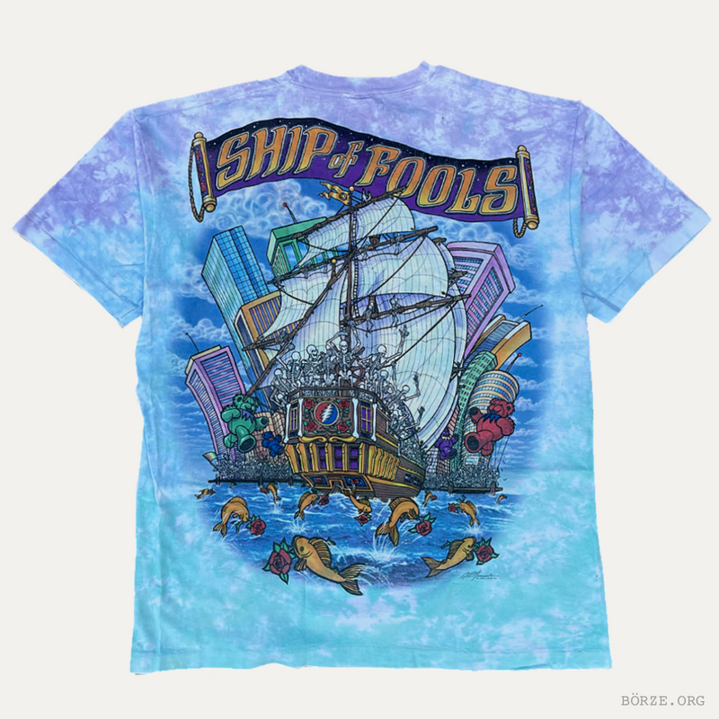 1993 GRATEFUL DEAD SHIP OF FOOLS LIQUID BLUE XL T-SHIRT