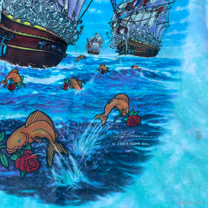1993 GRATEFUL DEAD SHIP OF FOOLS LIQUID BLUE XL T-SHIRT