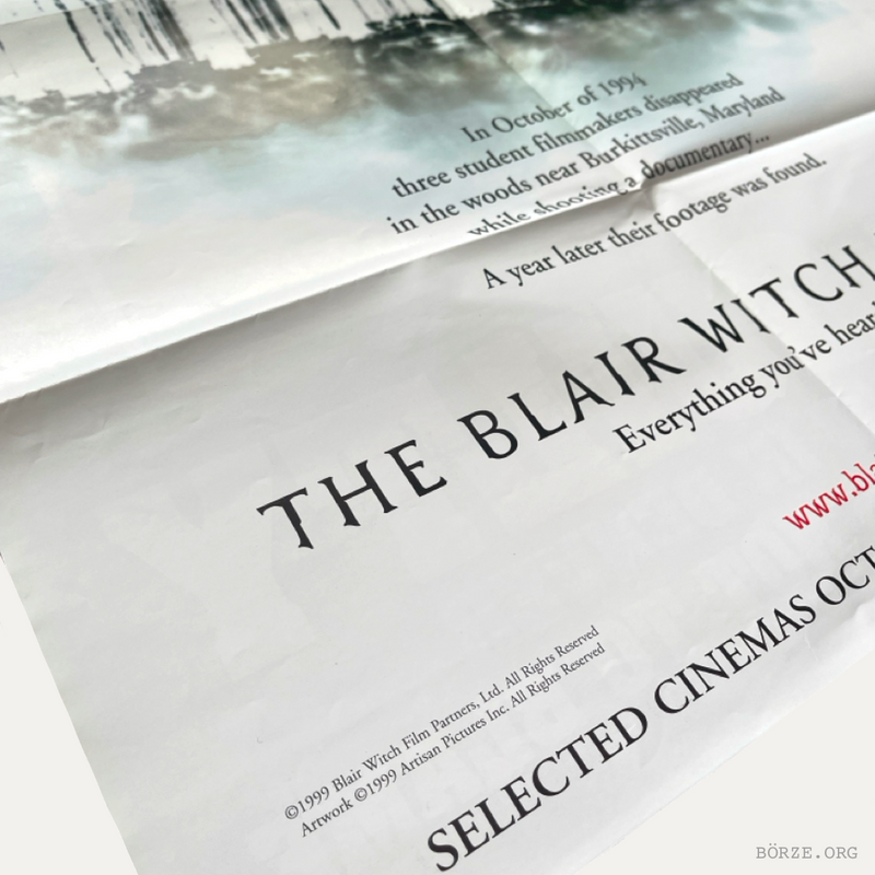 1999 THE BLAIR WITCH PROJECT ORIGINAL UK RELEASE VINTAGE FILM POSTER