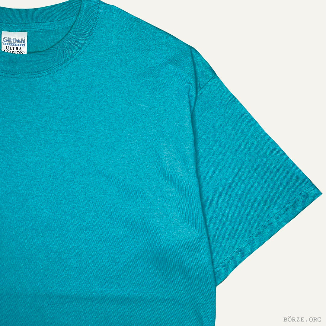 Late 1990s GILDAN ULTRA COTTON TURQUOISE VINTAGE PLAIN BLANK T-SHIRT LARGE
